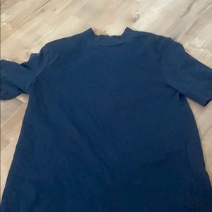 Blue, short sleeve, mock neck t-shirt